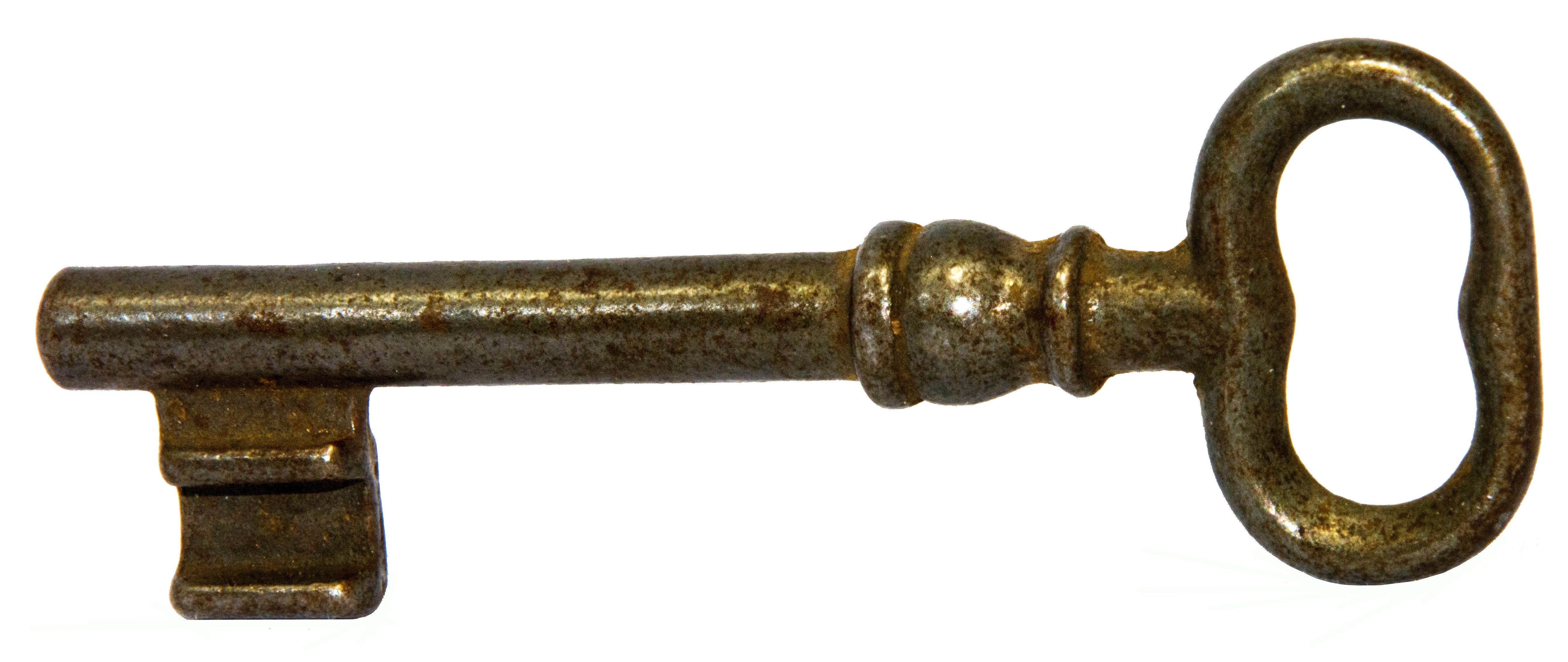 Una chiave di bronzo con una singola placca, nessuna dentellatura